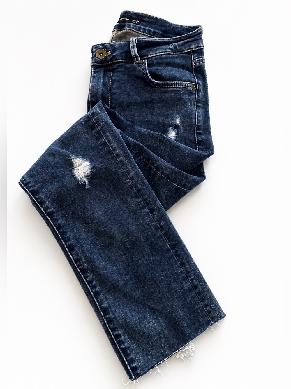 Zara Trafaluc Distressed Skinny Jeans Gray Wash Raw Hem Women’s USA 00 EUR 32